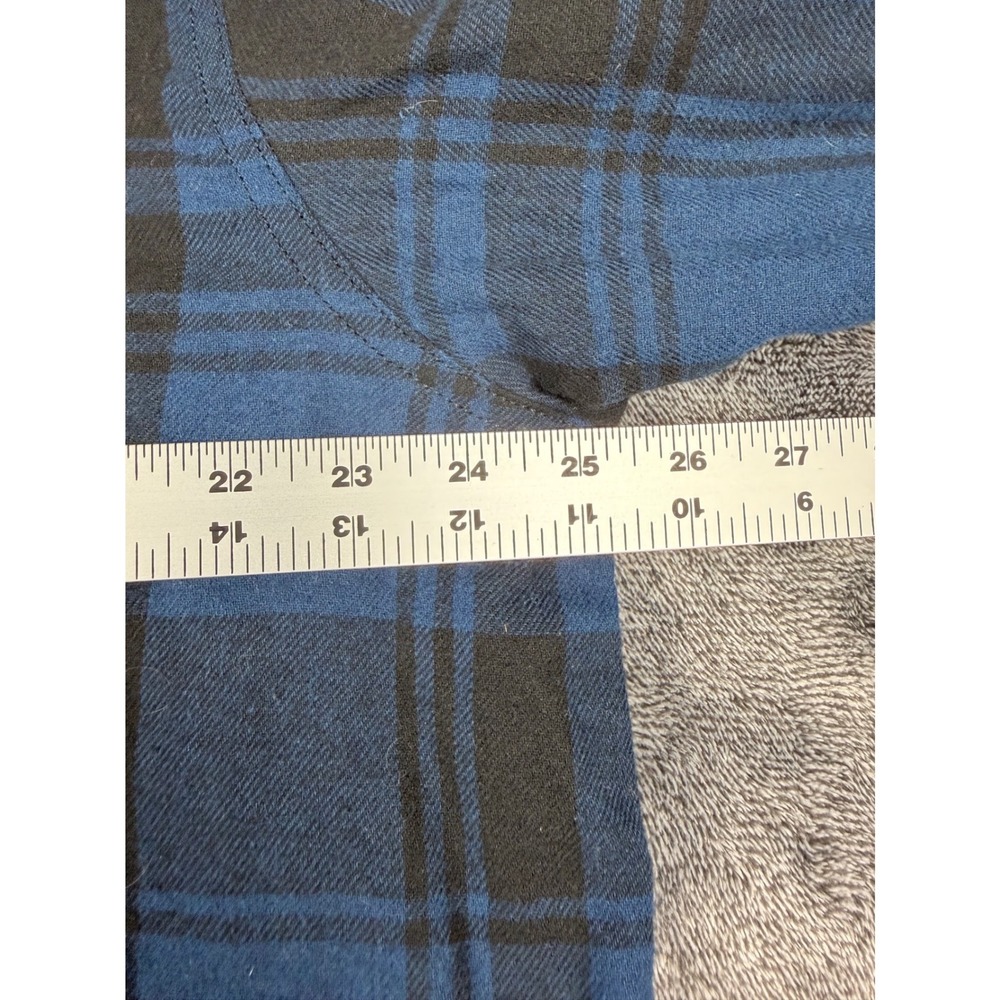 Field & Stream Mens Blue Black Plaid Fleece Lined Flannel Zip Shirt Shacket LG - Picture 7 of 9